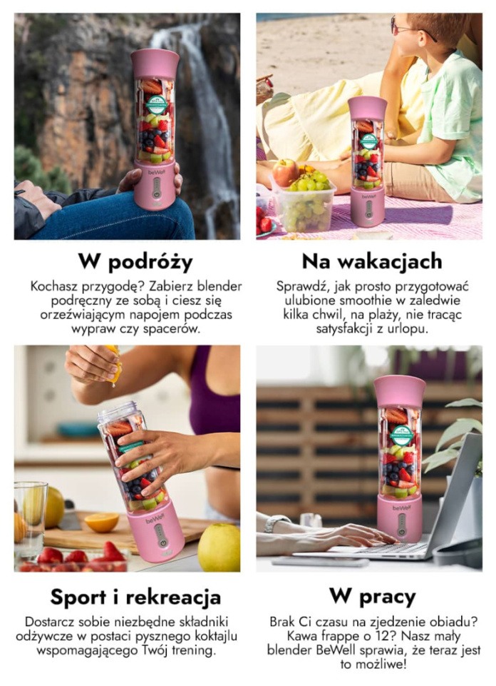 Blender osobisty biały w różnych sytuacjach
